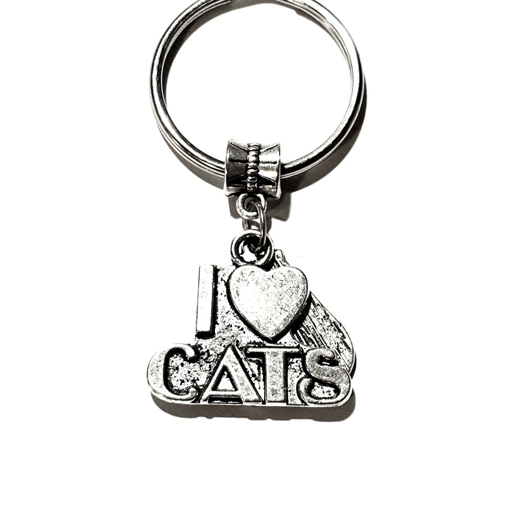 Silver Cat Lover Keychain